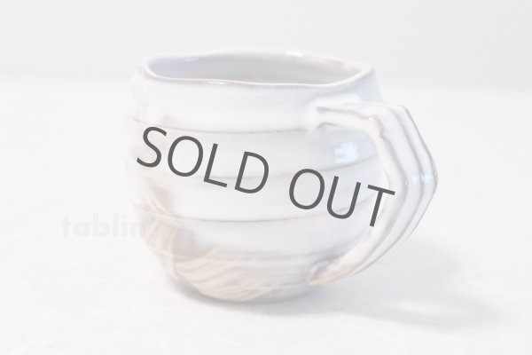 Photo2: Hagi yaki ware Japanese pottery mug coffee cup go white glaze keiichiro 340ml (2)
