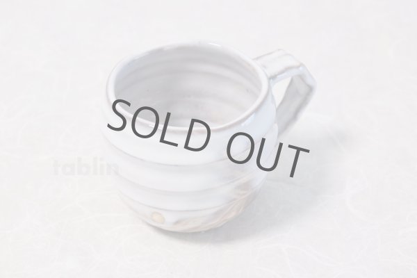 Photo5: Hagi yaki ware Japanese pottery mug coffee cup go white glaze keiichiro 340ml (5)