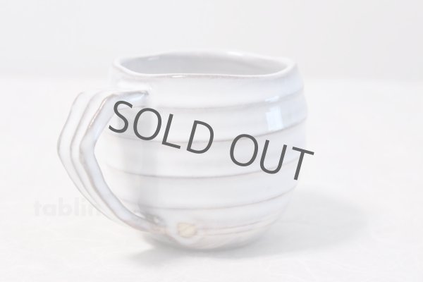Photo3: Hagi yaki ware Japanese pottery mug coffee cup go white glaze keiichiro 340ml (3)