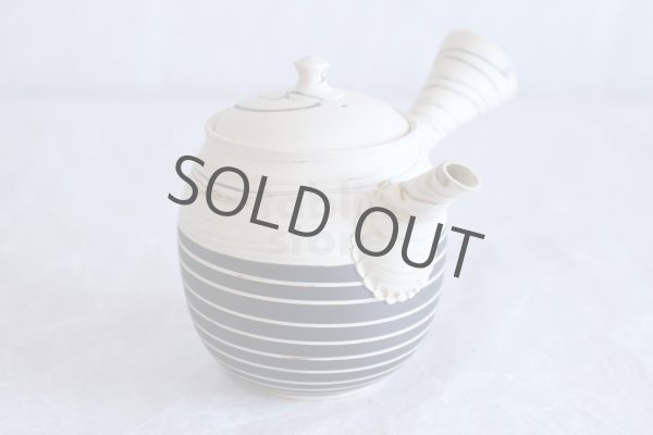 Photo5: Tokoname ware Japanese tea pot kyusu ceramic strainer YT Kenji black line 320ml (5)