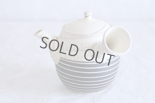 Photo7: Tokoname ware Japanese tea pot kyusu ceramic strainer YT Kenji black line 320ml (7)