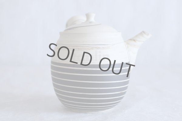 Photo2: Tokoname ware Japanese tea pot kyusu ceramic strainer YT Kenji black line 320ml (2)