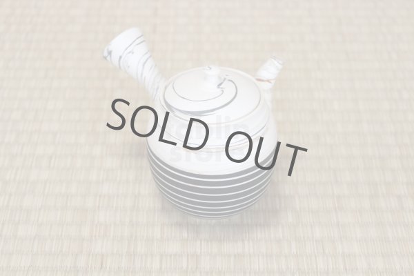 Photo4: Tokoname ware Japanese tea pot kyusu ceramic strainer YT Kenji black line 320ml (4)