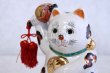 Photo7: Japanese Lucky Cat Kutani Porcelain Maneki Neko oval gold coin,gavel H18cm (7)