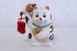 Photo2: Japanese Lucky Cat Kutani Porcelain Maneki Neko oval gold coin,gavel H18cm (2)