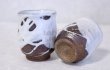 Photo6: Hagi ware Senryuzan climbing kiln Japanese tea cups madara white glaze set of 2 (6)