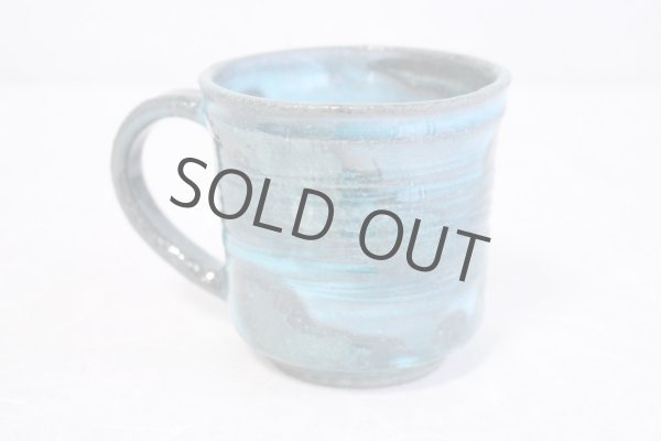 Photo8: Shigaraki ware Japanese pottery tea mug coffee cup rain blue 330ml (8)