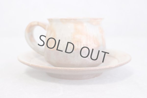 Photo11: Hagi ware Japanese pottery mug coffee cup asabeni kaku & saucer 210ml set of 2 (11)