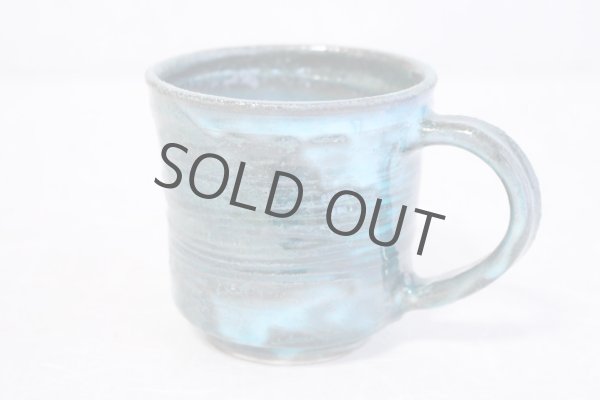 Photo2: Shigaraki ware Japanese pottery tea mug coffee cup rain blue 330ml (2)
