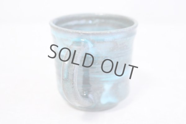 Photo3: Shigaraki ware Japanese pottery tea mug coffee cup rain blue 330ml (3)