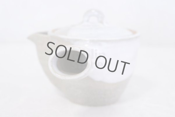 Photo4: Hagi ware Senryuzan climbing kiln Japanese tea pot kyusu Kake white glaze 280ml (4)