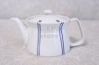 Photo1: Arita Porcelain Japanese tea pot stripe S type strainer blue 400ml (1)