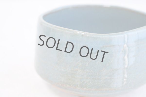 Photo5: Mino ware pottery Japanese tea ceremony bowl Matcha chawan blue tsutsu (5)