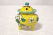 Photo5: Kutani Porcelain Japanese incense burner koro yoshidaya sazanka H 8.5cm (5)