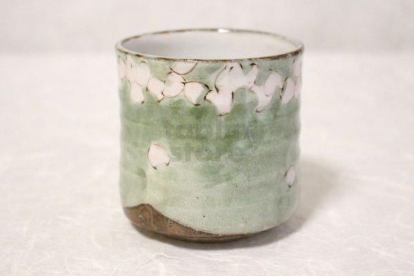 Photo3: Kutani Porcelain yunomi tea cup pottery tumbler sakura 380ml (3)