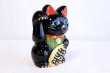 Photo5: Japanese Lucky Cat Tokoname ware YT Porcelain Maneki Neko black right H23cm (5)