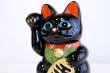 Photo6: Japanese Lucky Cat Tokoname ware YT Porcelain Maneki Neko black right H23cm (6)