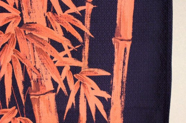 Photo3: Noren CSMO Japanese door curtain bamboo bassen blue red discharge dye 85 x 150cm (3)