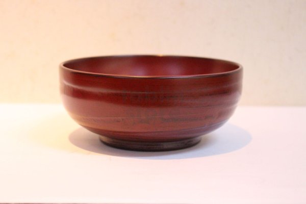 Photo3: Japanese Echizen Urushi lacquer matcha tea soup bowl hira jinoko shu red D130mm (3)