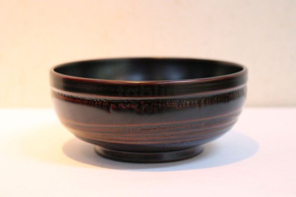 Photo1: Japanese Echizen Urushi lacquer matcha tea soup bowl hira jinoko tamari D130mm (1)