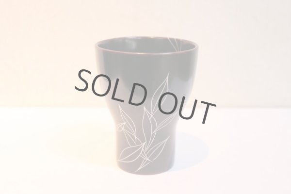 Photo4: Japanese Echizen Urushi lacquer leaf tumbler red and black H104mm set of 2 (4)