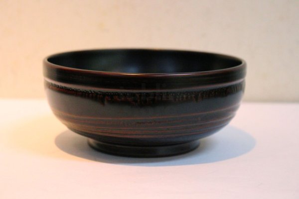 Photo4: Japanese Echizen Urushi lacquer matcha tea soup bowl hira jinoko tamari D130mm (4)