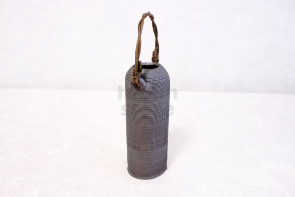 Photo8: Shigaraki pottery Japanese small vase ibushi tutu black H15cm (8)