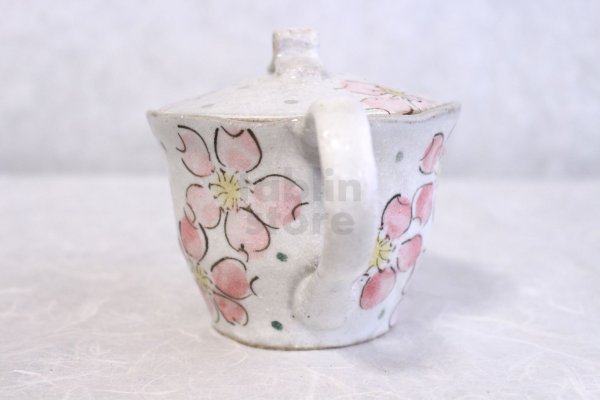Photo4: Seto pottery Kobiki Sakura kobiki Japanese tea pot made by Afuku Kiln 250ml (4)