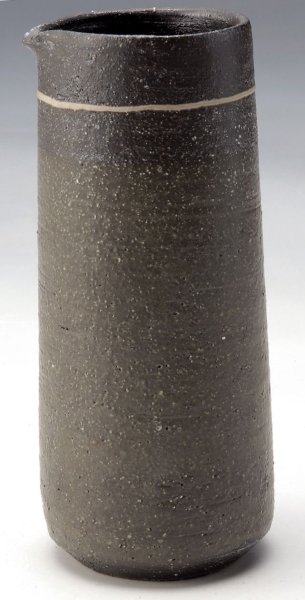 Photo1: Shigaraki pottery tsuchi Japanese Sake bottle reishuki kokusai black 400ml (1)