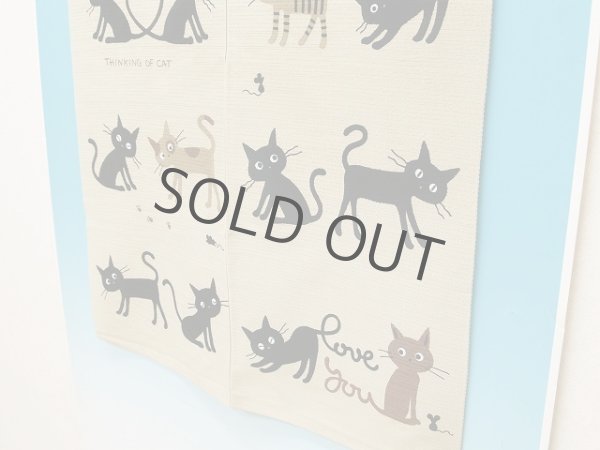 Photo3: Noren Japanese Curtain Doorway Room Divider love cat 85 x 90cm (3)