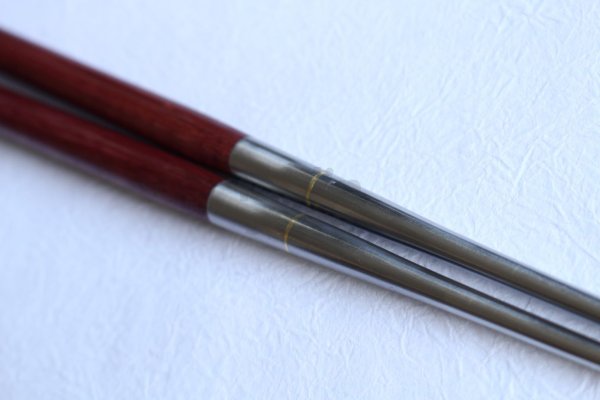 Photo4: Moribashi Chopsticks Honyaki stainless steel Japanese Sushi Chef's Garnishing  7 In (180mm) Purpleheart (Peltogyne spp)  (4)