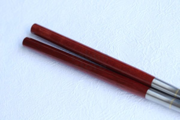 Photo5: Moribashi Chopsticks Honyaki stainless steel Japanese Sushi Chef's Garnishing  7 In (180mm) Satine (BloodWood) (5)