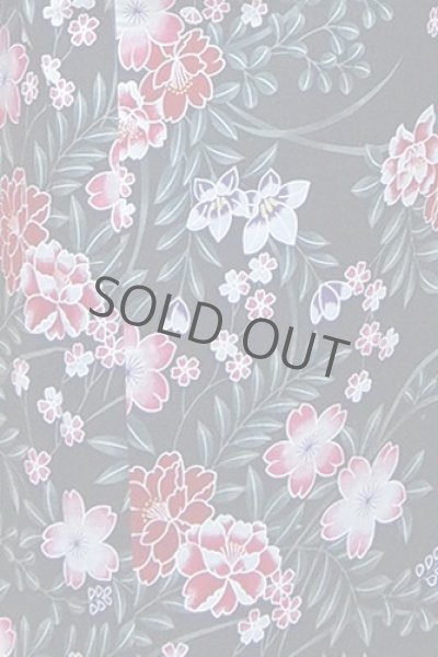 Photo3: Japanese Yukata women's Kimono sweet flower black cotton 100% with obi band (3)