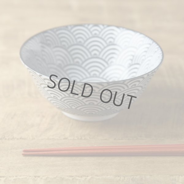 Photo4: Japanese Rice Soup Noodle bowl Donburi Mino ware seikaiha D153mm  (4)