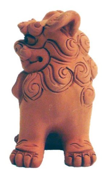 Photo2: shiisa lion-shaped roof ornament of Okinawa unglazed H 6.5cm set of 2  (2)