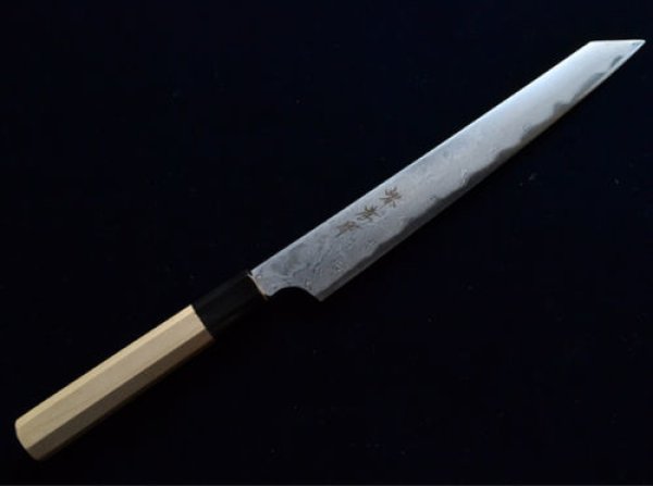 Photo1: SAKAI TAKAYUKI Silver-3 steel 33 Damascus Kiritsuke Sashimi double edge knife (1)