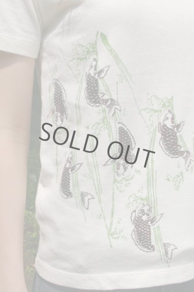 Photo2: Natural and Hand dyes Mitsuru unisexed T-shirt made in Japan climbing carp (2)