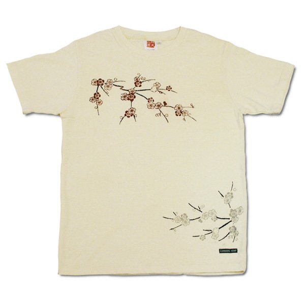 Photo3: Natural and Hand dyes Mitsuru unisexed T-shirt made in Japan red&white JPN plum (3)
