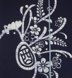 Photo2: Kyoto Noren SB Japanese batik door curtain navy-blue bird flower eto 85 x 120 cm (2)