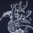 Photo2: Kyoto Noren SB Japanese batik door curtain navy-blue bird flower eto 85 x 45 cm (2)