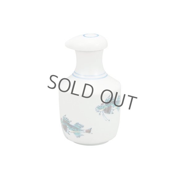 Photo2: Kutani Porcelain Soy Sauce Dispenser Bottle pot fish sushi white (2)