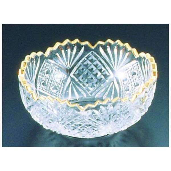 Photo1: Japanese glass Yoshinuma gold Sashimi washoku bowl D 14cm (1)