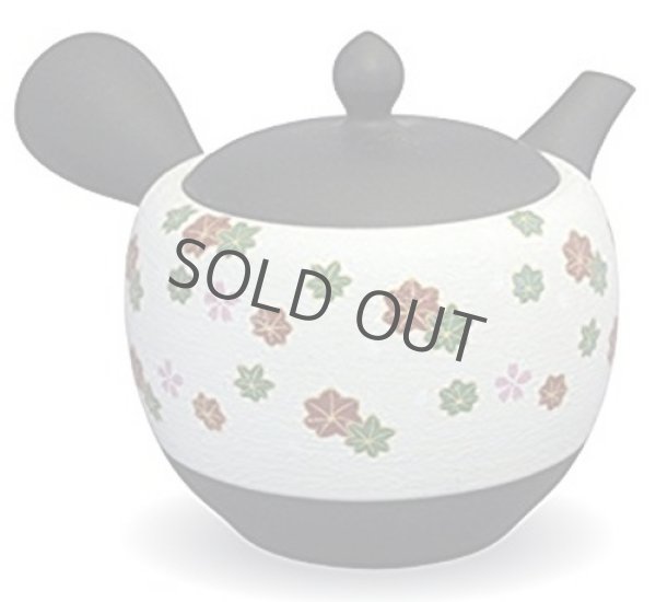 Photo9: Tokoname Japanese tea pot kyusu YT Shohou autumn leaves white 420ml (9)