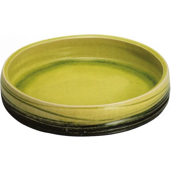 Photo1: Ikebana Suiban Vase Shigaraki Japanese pottery Round yellow D 31.5cm (1)