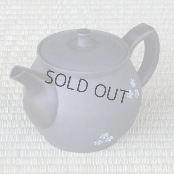 Photo2: Tokoname Japanese tea pot sekiryu ceramic tea strainer sakura black 290ml (2)