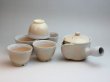 Photo1: Hagi yaki ware Japanese tea pot cups set Himec with stainless tea strainer 340ml (1)