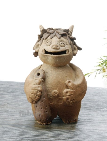 Photo1: Shigaraki pottery Japanese doll oni demon protector against evil H165mm (1)