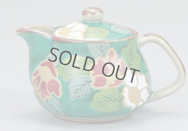 Photo10: Kutani yaki ware Green sancha Japanese tea pot 360ml (10)