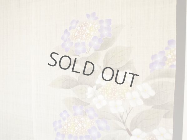 Photo4: Noren Japanese Doorway Curtain waza kyoto ajisai hydrangea linen 88 x 150 cm (4)