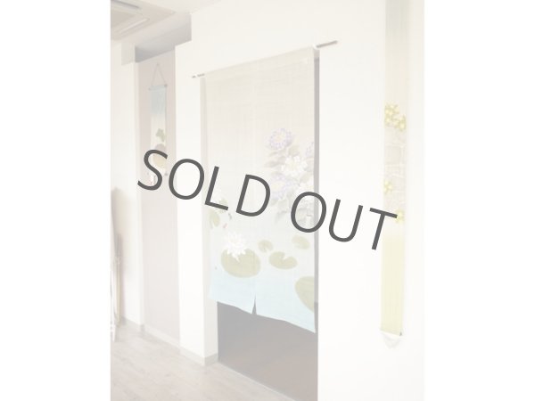 Photo2: Noren Japanese Doorway Curtain waza kyoto ajisai hydrangea linen 88 x 150 cm (2)